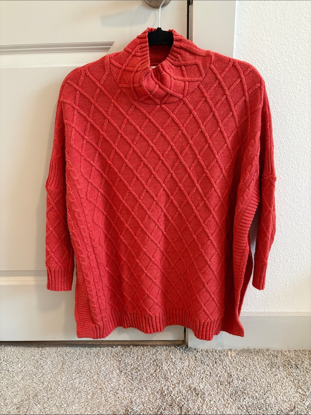 Coral Cable Pattern Turtleneck Sweater